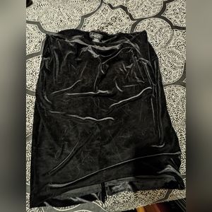 Plus size black velvet skirt